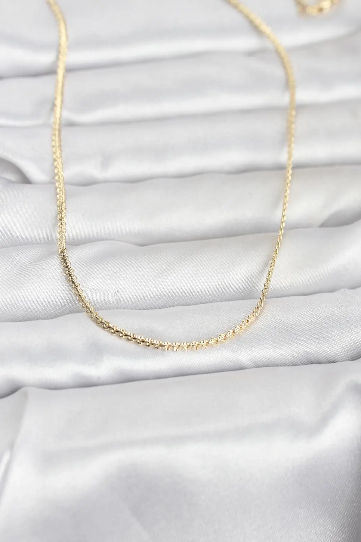 CM 14K Gold Renk Yassı Zincir Model 60 cm Kadın Kolye