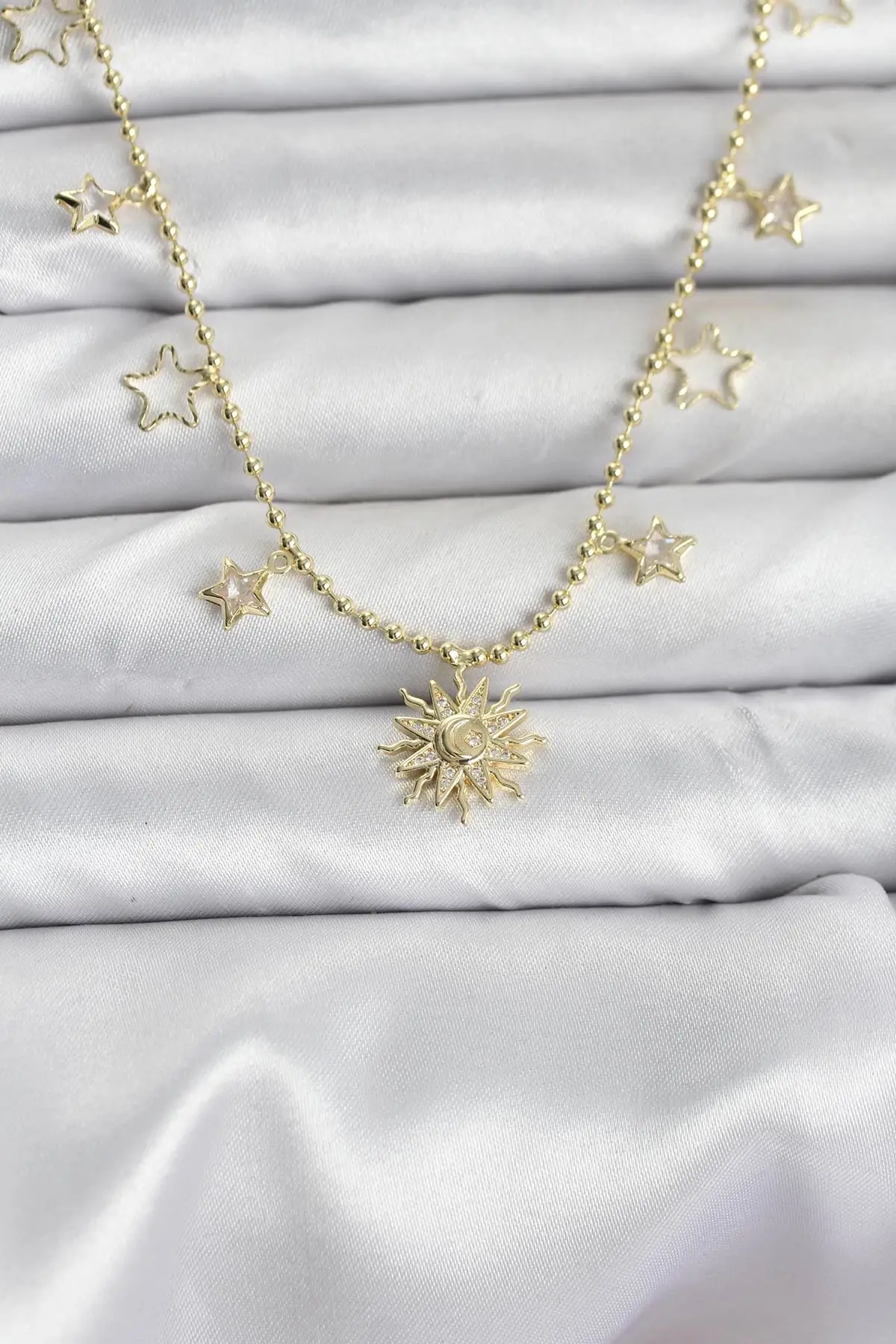 Pirinç Gold Renk Güneş Model Kadın Kolye