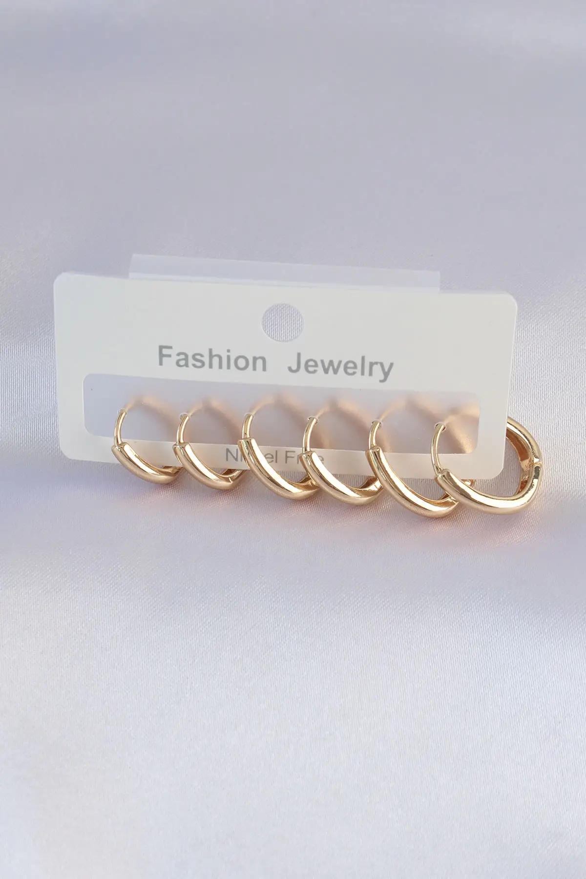 Pirinç Gold Renk Oval Küpe Seti