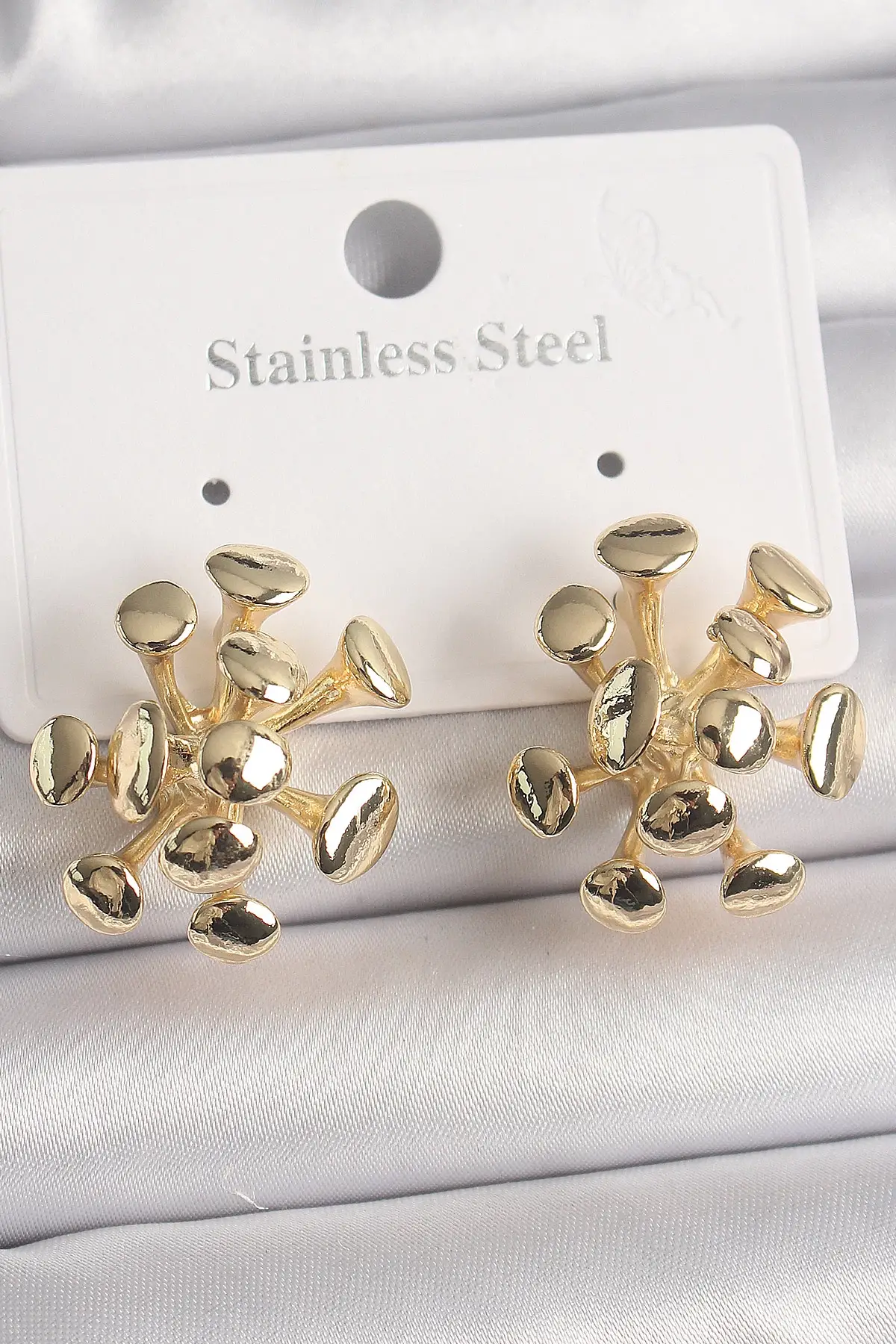 Pirinç Gold Renk Virüs Figür Model Kadın Küpe