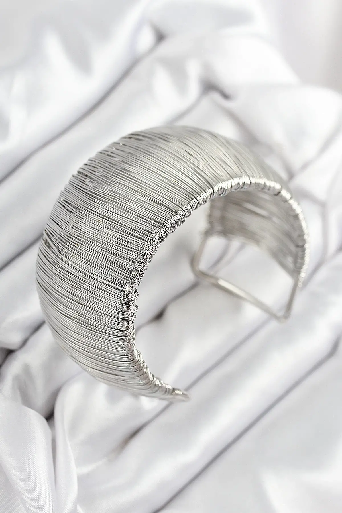 Pirinç Tel Sarma Model Gümüş Renk Kadın Bileklilk