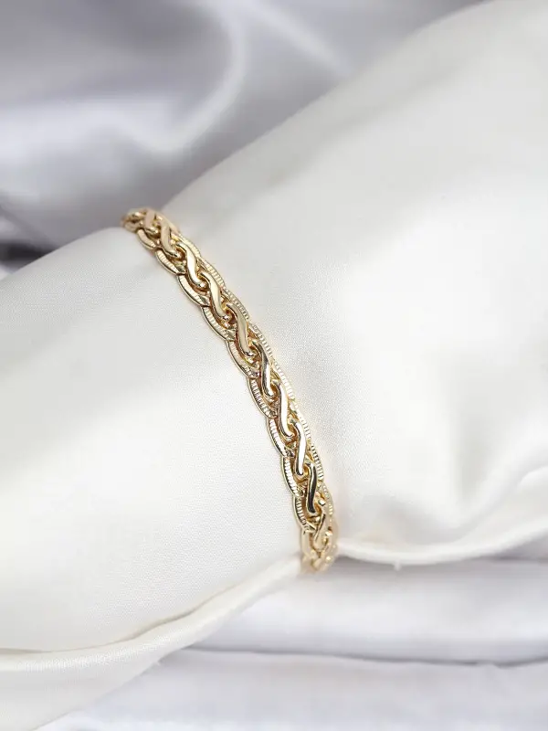 14K Gold Renk Kaplama Lazer Zincir Model CM Kadın Bileklik