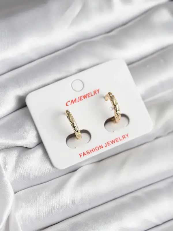 14K Gold Renk Kaplama Zirkon Taşlı Halka Model CM Kadın Küpe