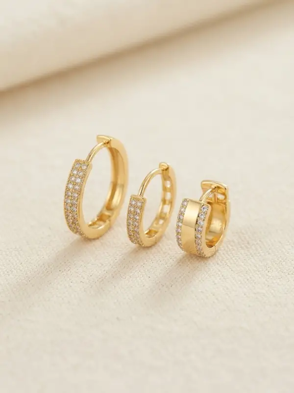 3 lü Set Gold Renk Halka Model Küpe