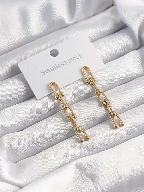 316L Çelik Altın Renk Sallantılı Model Küpe