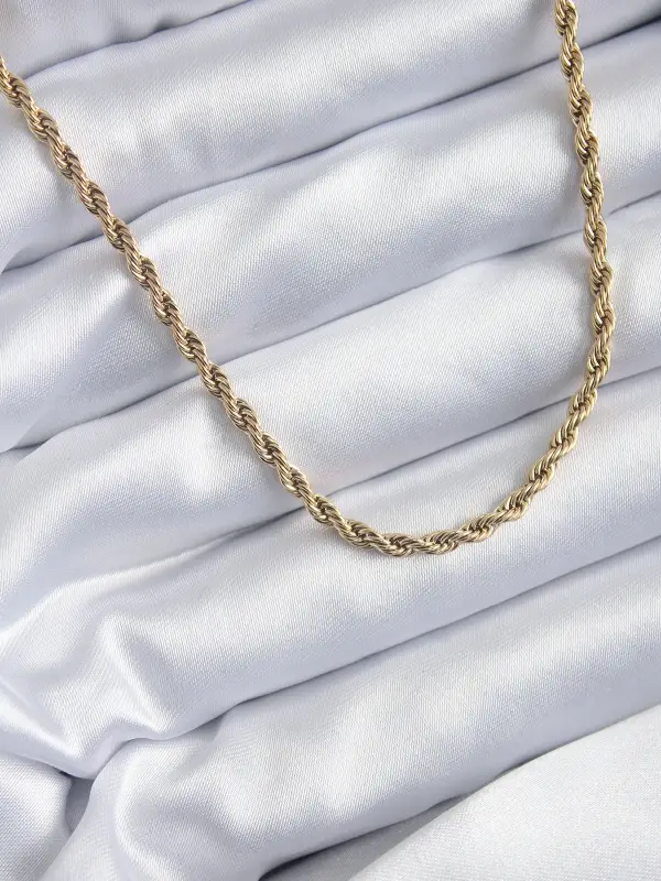 316L Çelik Gold Renk 60 cm Burgu Model Kadın Kolye