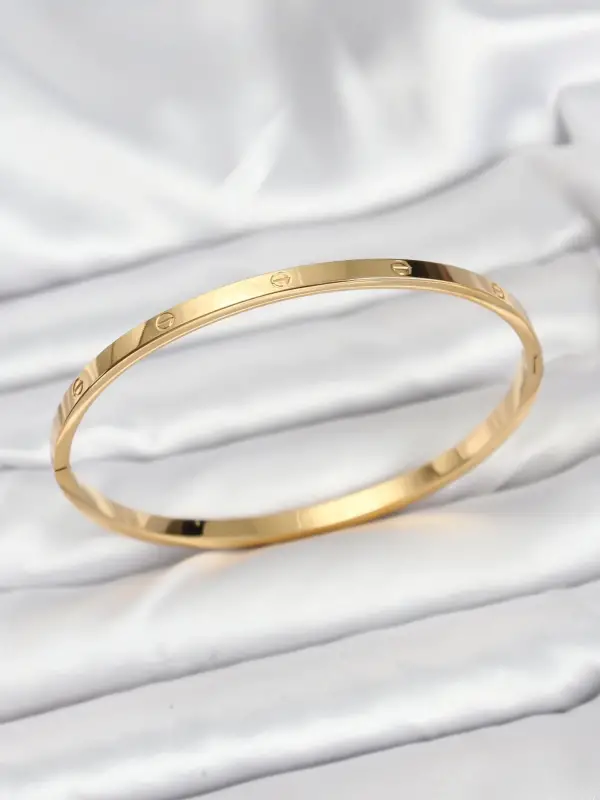 316L Çelik Gold Renk 65 mm İnce Kadın Kelepçe Bileklik