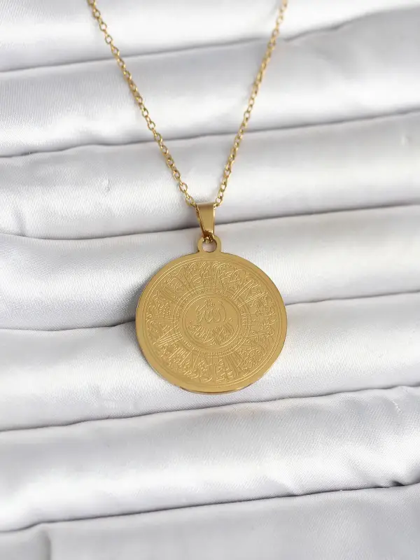 316L Çelik Gold Renk Ayetel Kürsi Yazılı Kolye