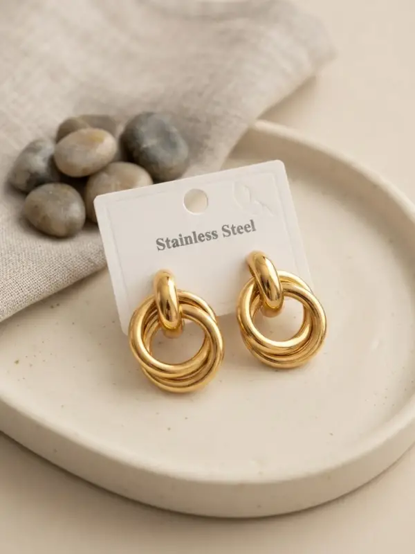 316L Çelik Gold Renk Halka Model Küpe