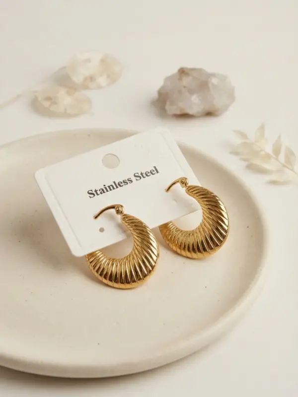 316L Çelik Gold Renk Halka Model Küpe