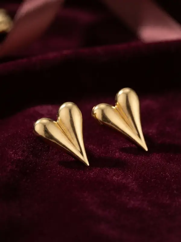 316L Çelik Gold Renk Kalp Model Küpe