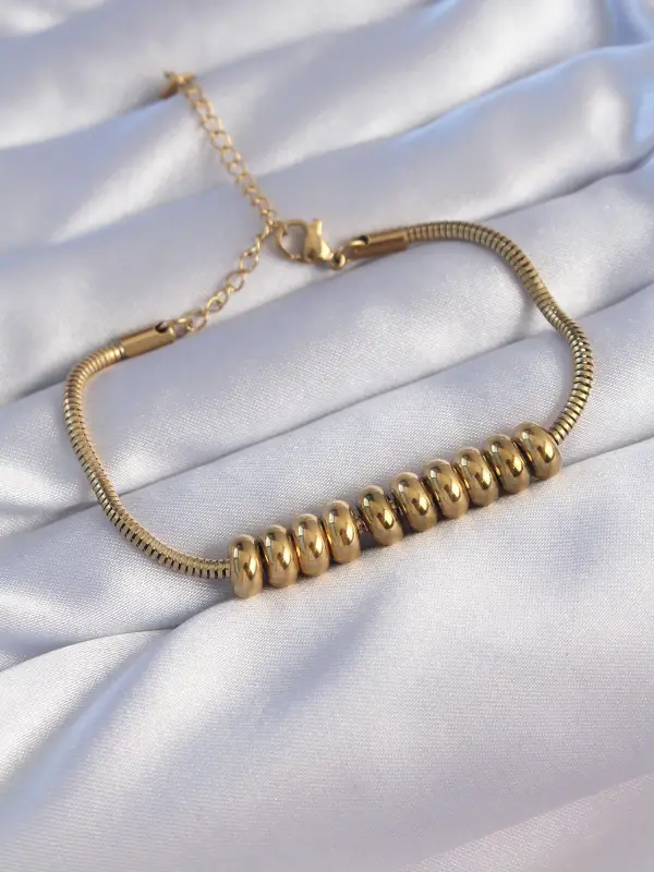 316L Çelik Gold Renk Oval Figürlü Bileklik