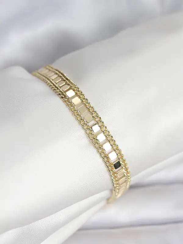 316L Çelik Gold Renk Pullu Zincir Model Kadın Bileklik