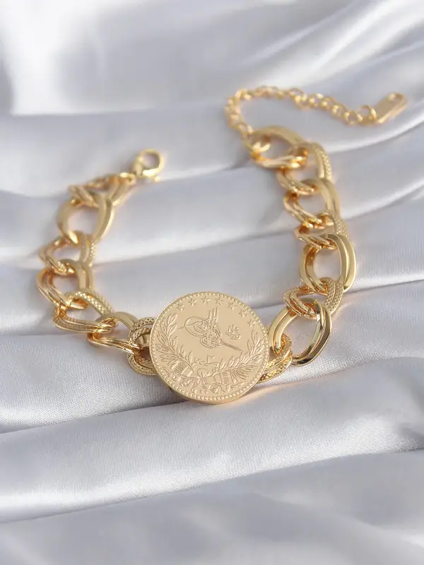316L Çelik Gold Renk Reşat Altın Model Samanyolu Kadın Bileklik