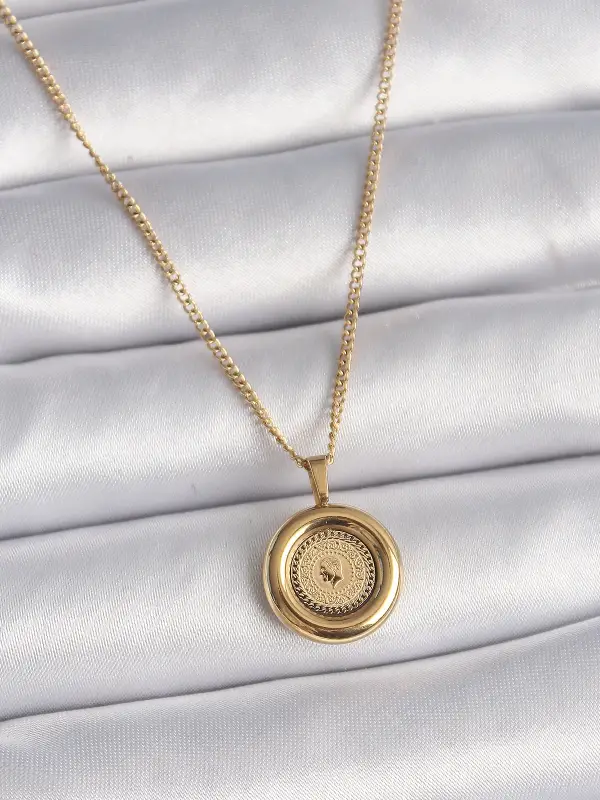 316L Çelik Gold Renk Zincir Gold Altın Model Kadın Kolye