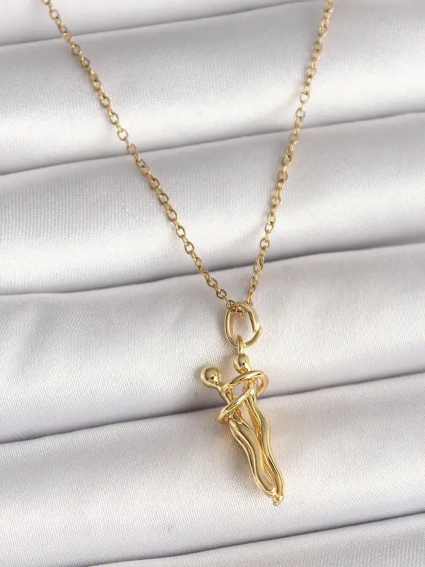 316L Çelik Gold Renk Zincir Sarılma Model Kadın Kolye