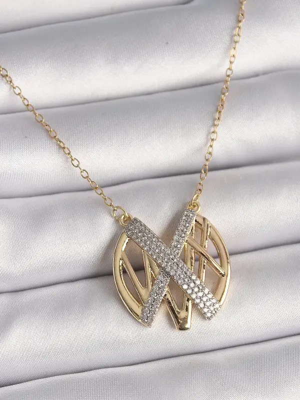 316L Çelik Gold Renk Zirkon Taşlı Vintage Model Kadın Kolye