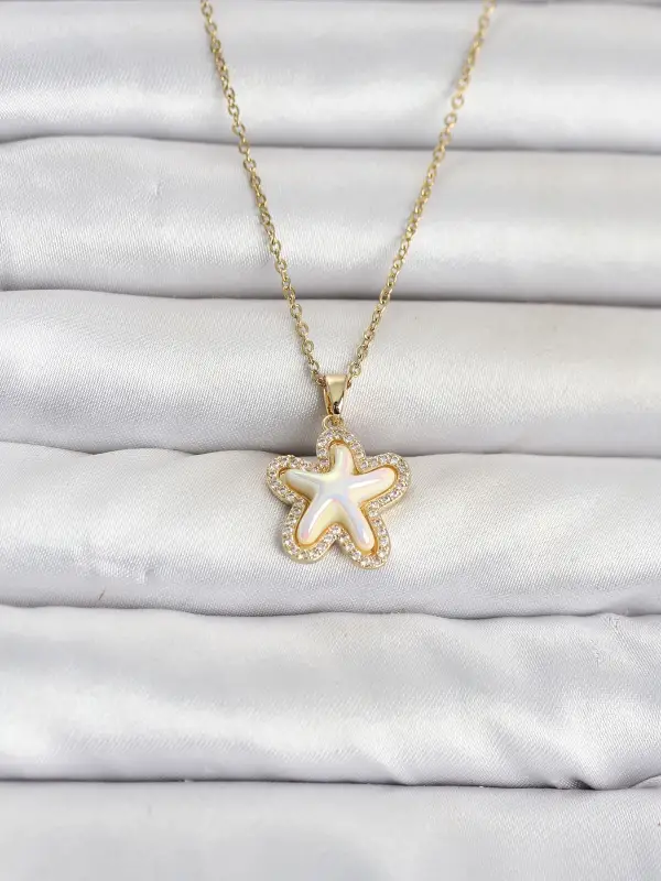 316L Çelik Zincir Gold Renk Deniz Yıldızı Model Kadın Kolye