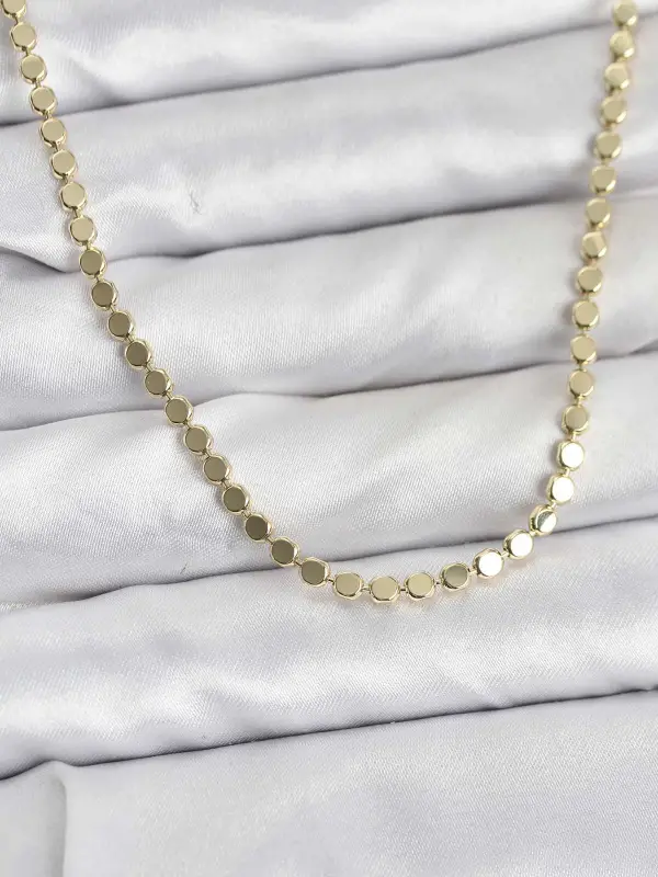 316L Çelik Zincir Gold Renk Ezme Zincir Model  45 cm Kadın Kolye