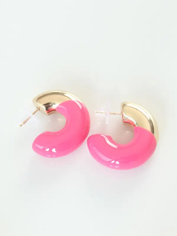 CCB Pembe Gold Çift Renk Küpe