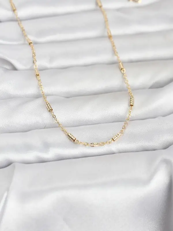 CM 14K Gold Renk Bar Zincir Model 60 cm Kadın Kolye