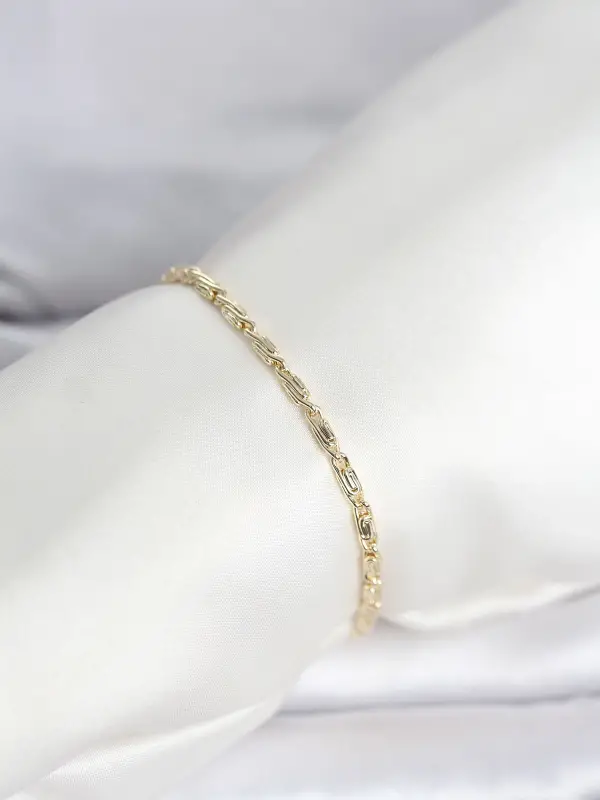 CM 14K Gold Renk Burgu Zincirli Model Kadın Bileklik