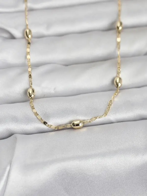 CM 14K Gold Renk Damla Topçuklu Zincir Model 60 cm Kadın Kolye