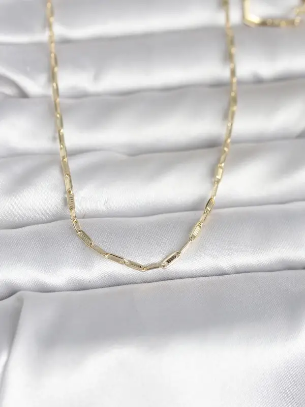 CM 14K Gold Renk İnce Ataç Zincir Model 60 cm Kadın Kolye