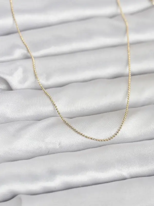 CM 14K Gold Renk İnce Top Zincirli 60 cm Kadın Kolye