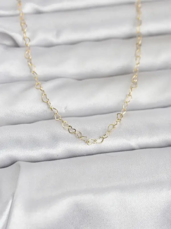CM 14K Gold Renk Kalp Zincirli 60 cm Kadın Kolye