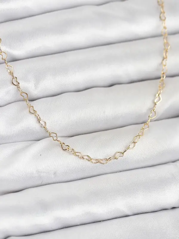 CM 14K Gold Renk Kalp Zincirli Kadın Kolye