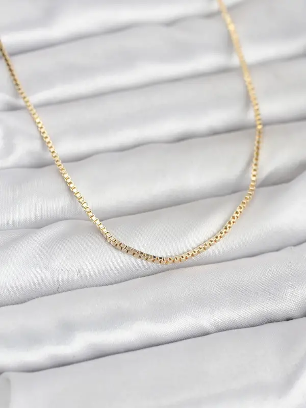 CM 14K Gold Renk Kare Zincirli Model 60 cm Kadın Kolye