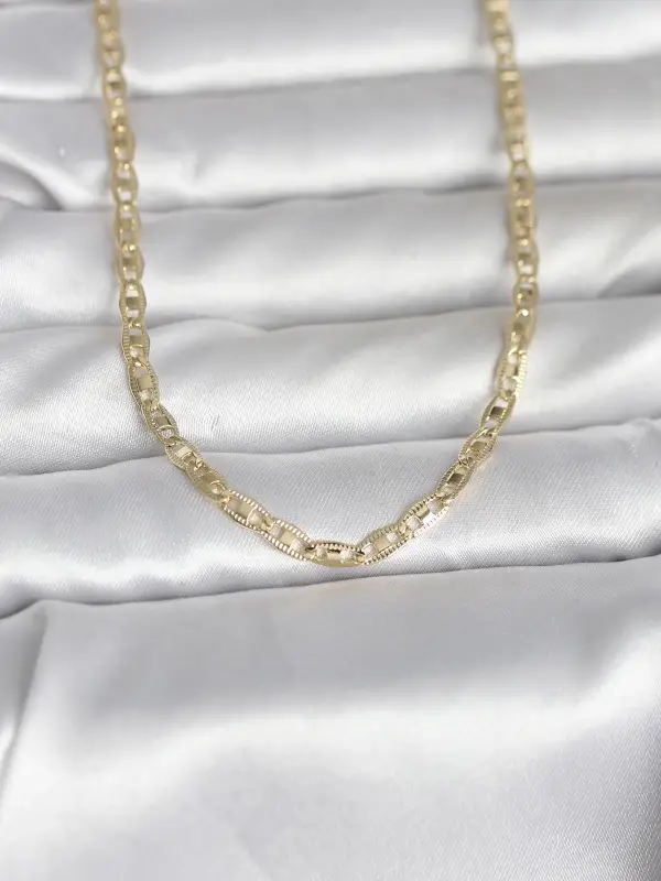 CM 14K Gold Renk Lazer Kesim Zincirli Model 60 cm Kadın Kolye