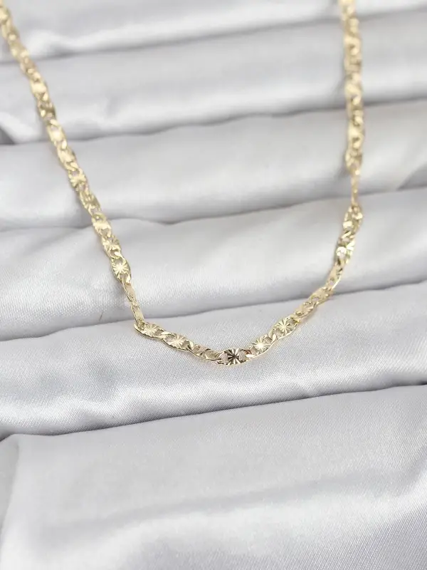 CM 14K Gold Renk Lazer Zincirli Model 60 cm Kadın Kolye