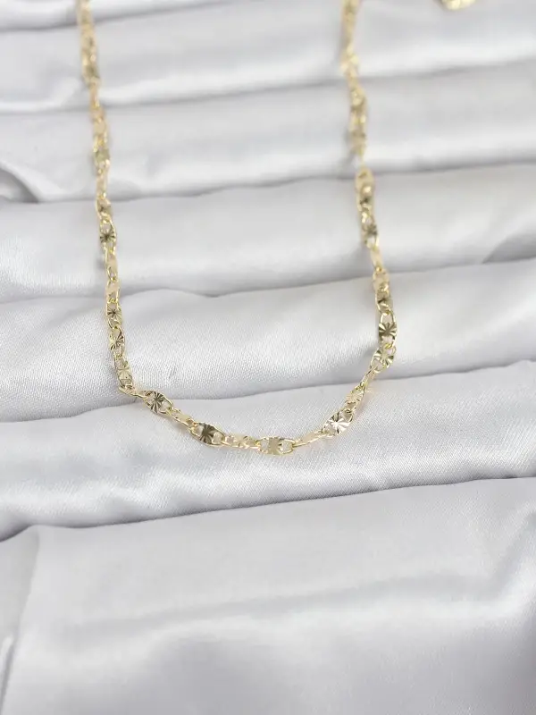 CM 14K Gold Renk Lazerli Gemici Zincir Model 60 cm Kadın Kolye