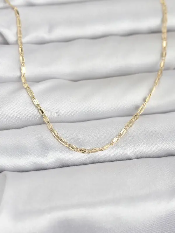 CM 14K Gold Renk Lazerli Zincir Model 60 cm Kadın Kolye