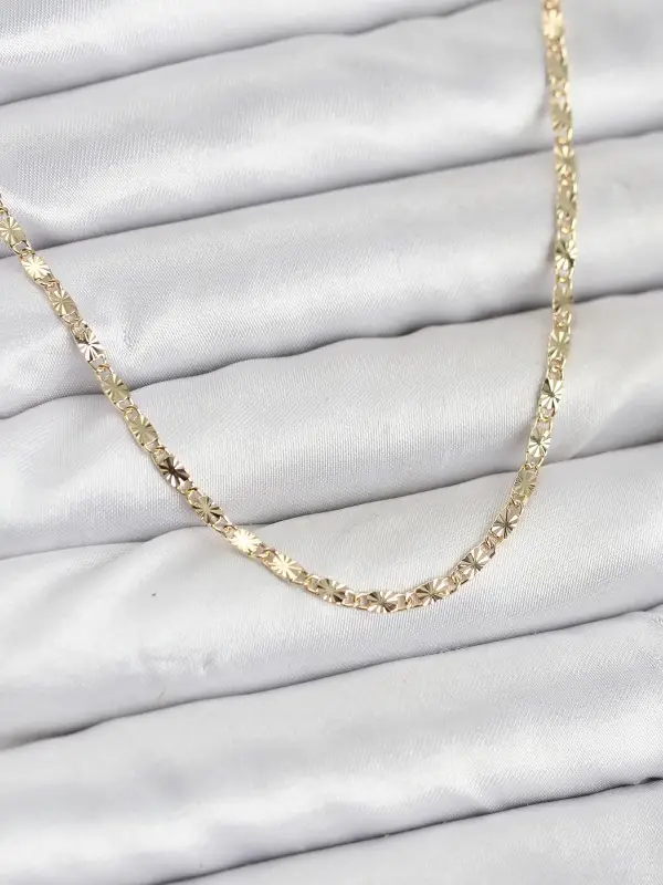 CM 14K Gold Renk Lazerli Zincir Model Kadın Kolye