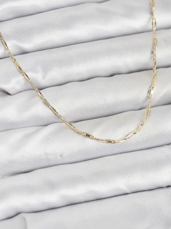CM 14K Gold Renk Pirinç Ataç Zincir 60 cm Kadın Kolye