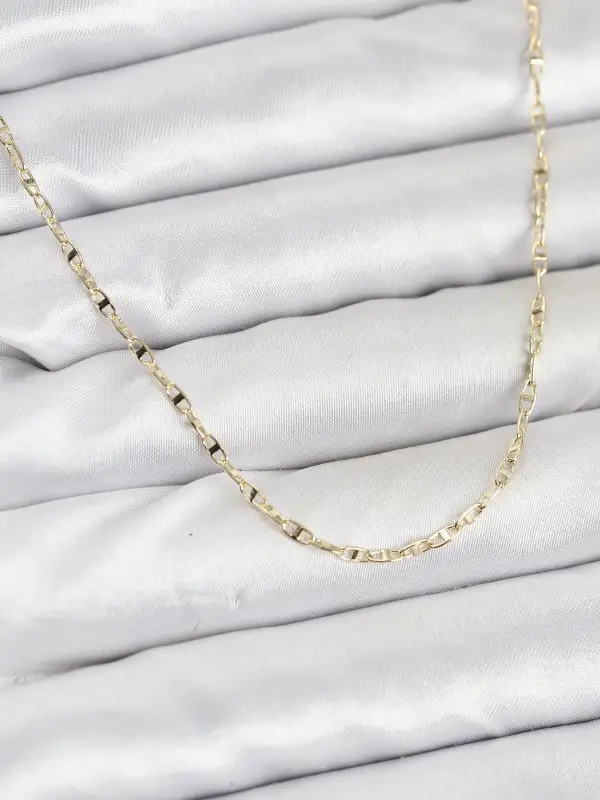 CM 14K Gold Renk Pirinç Gemi Zinciri Model Kadın Kolye