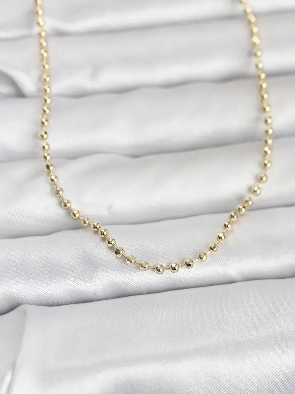 CM 14K Gold Renk Top Zincirli Model 60 cm Kadın Kolye