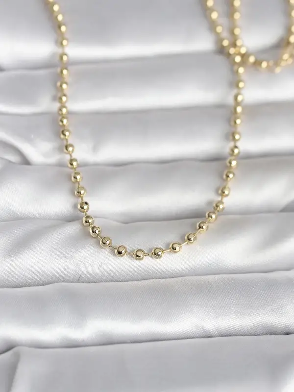 CM 14K Gold Renk Top Zincirli Model 60 cm Kadın Kolye