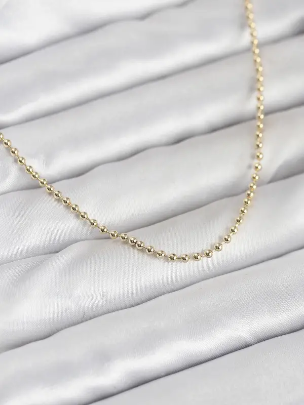 CM 14K Gold Renk Top Zincirli Model 60 cm Kadın Kolye