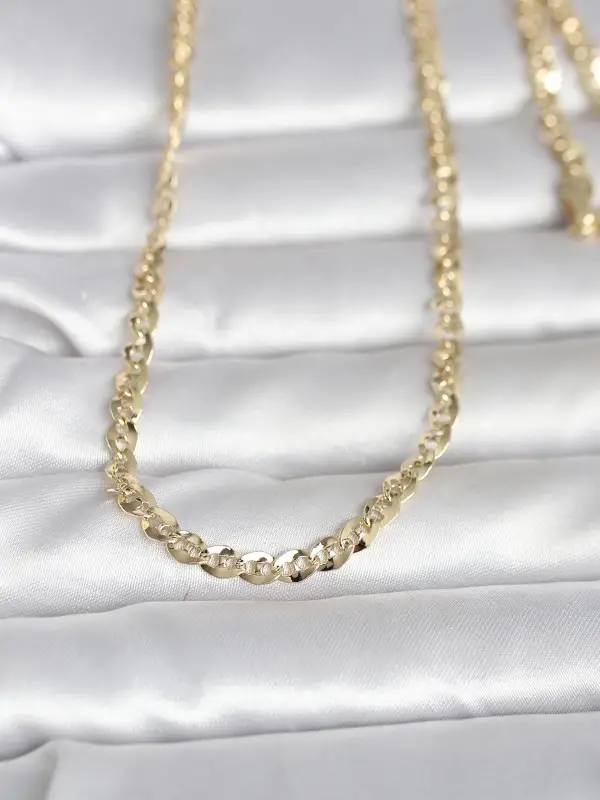 CM 14K Gold Renk Yassı Oval Zincirli Model 60 cm Kadın Kolye