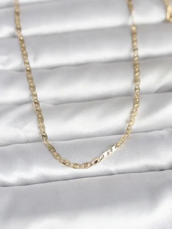 CM 14K Gold Renk Yassı Zincir Model 60 cm Kadın Kolye
