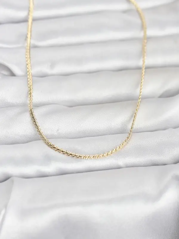 CM 14K Gold Renk Yassı Zincir Model 60 cm Kadın Kolye