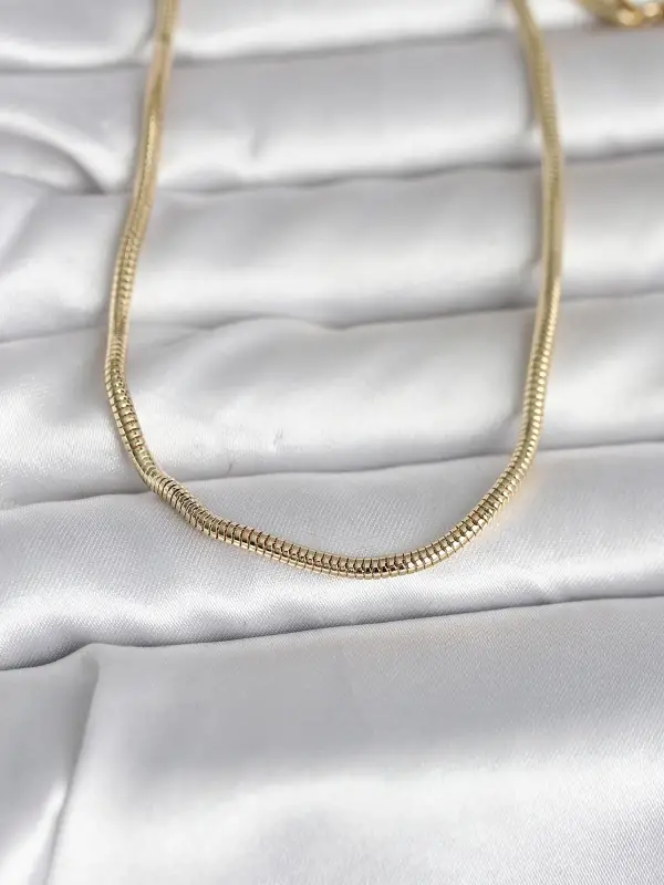 CM 14K Gold Renk Yılan Zincir Model 60 cm Kadın Kolye