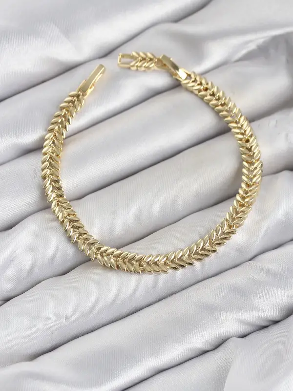 CM Başak Model Gold Renk Pirinç Kadın Bileklik