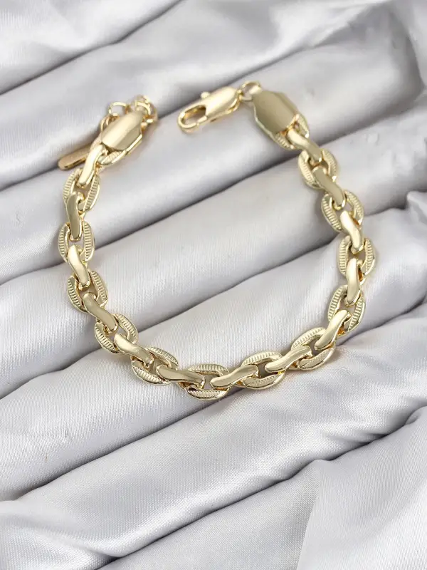 CM Kalın Zincir Model Gold Renk Pirinç Kadın Bileklik
