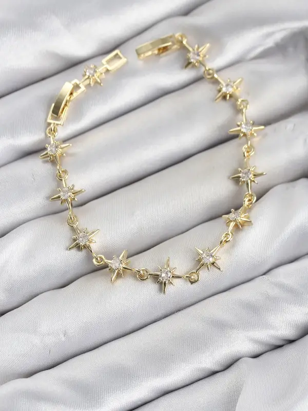 CM Kutup Yıldızı Model Gold Renk Zirkon Taşlı Kadın Bileklik