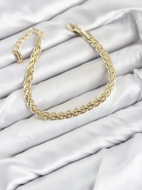 CM Singapur Zincir Model Gold Renk Pirinç Kadın Bileklik